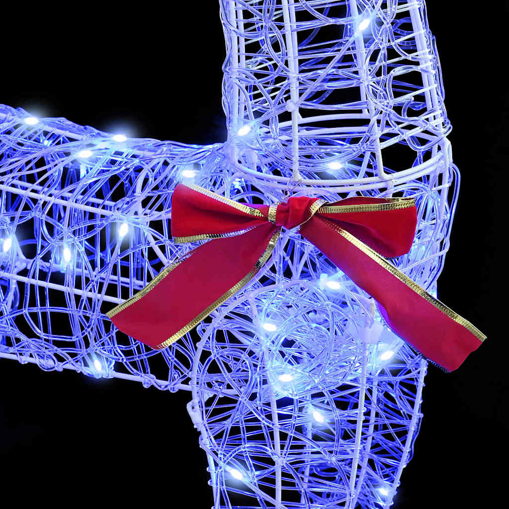 Reinsdyr Trekke Slede Med 200 Led Blå 70 X 26 X 128,5 Cm Akryl