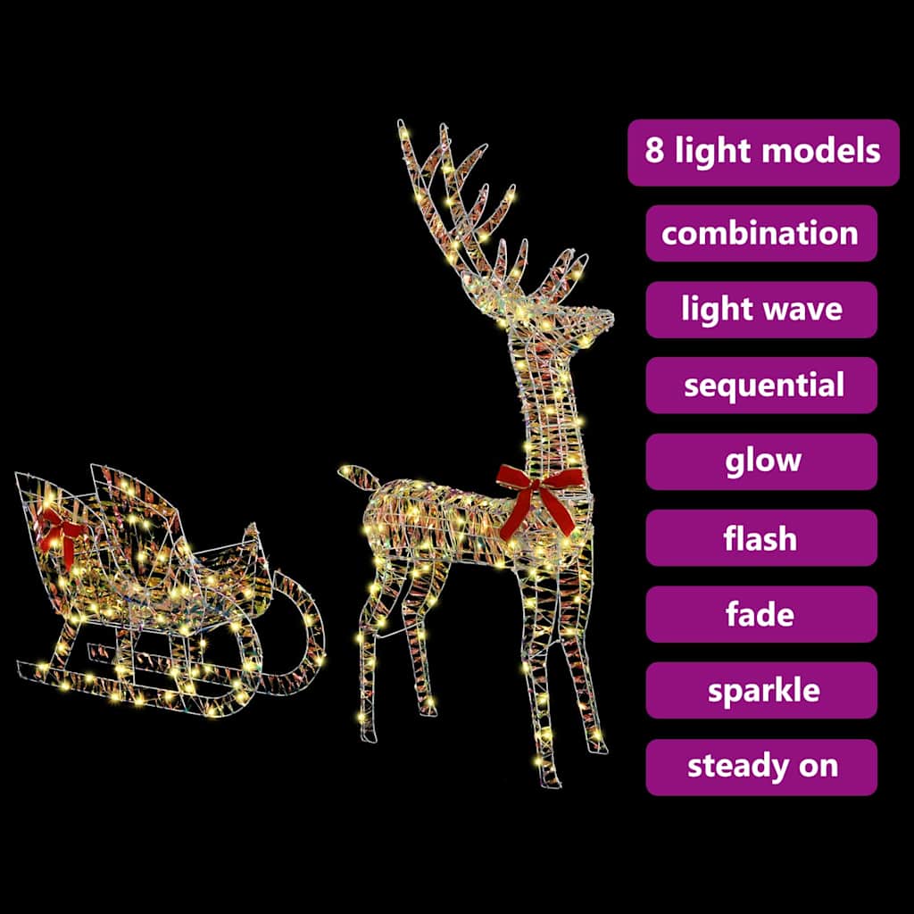 Reinsdyr Trekke Slede Varmhvit 70 X 26 X 128,5 Cm Pet