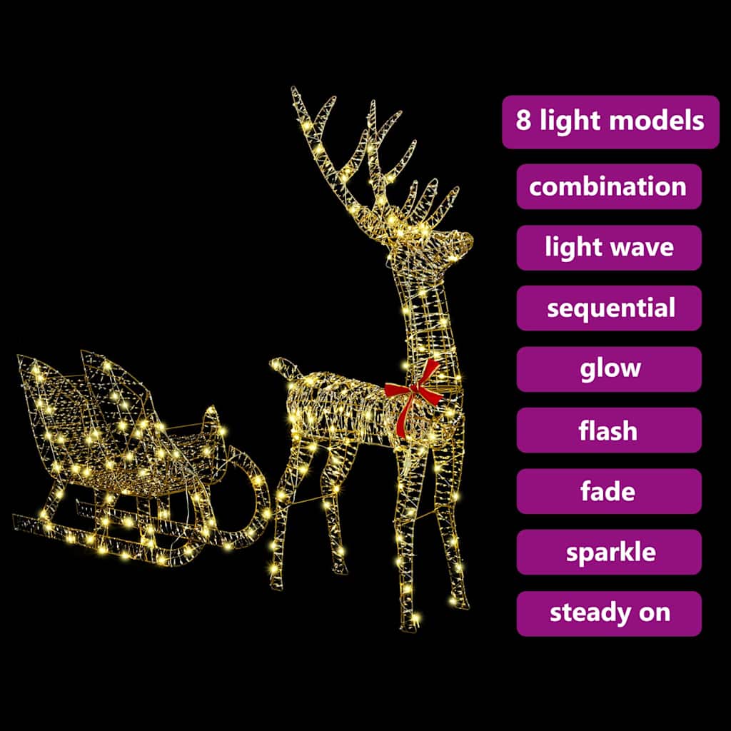 Reinsdyr Trekke Slede Varmhvit 70 X 26 X 128,5 Cm Pet