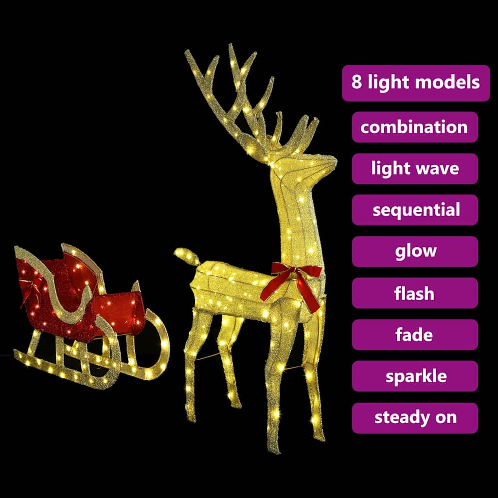 Reinsdyr Trekke Slede Varmhvit 70 X 26 X 128,5 Cm Stoff