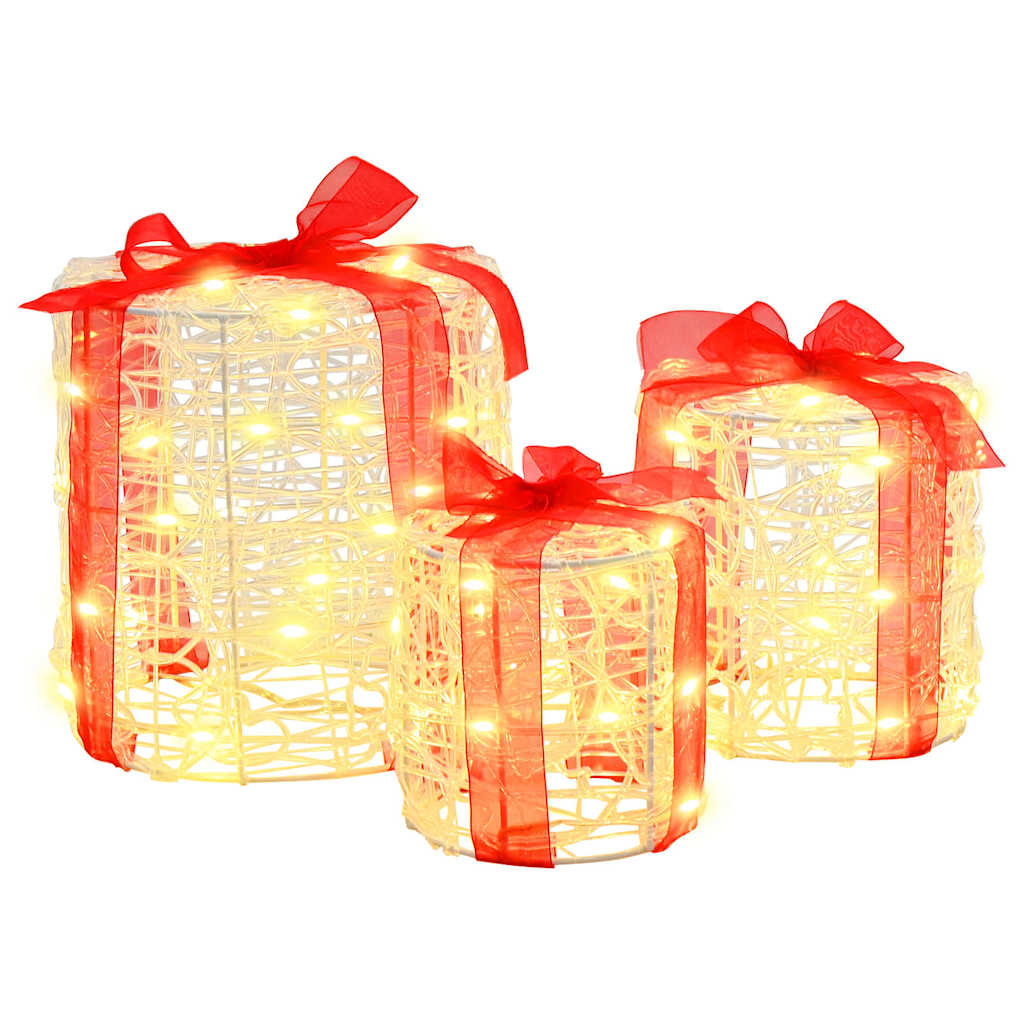 Gaveeske Dekorasjon 3 Pcs Varmhvit 20 X 20 X 21 Cm Akryl