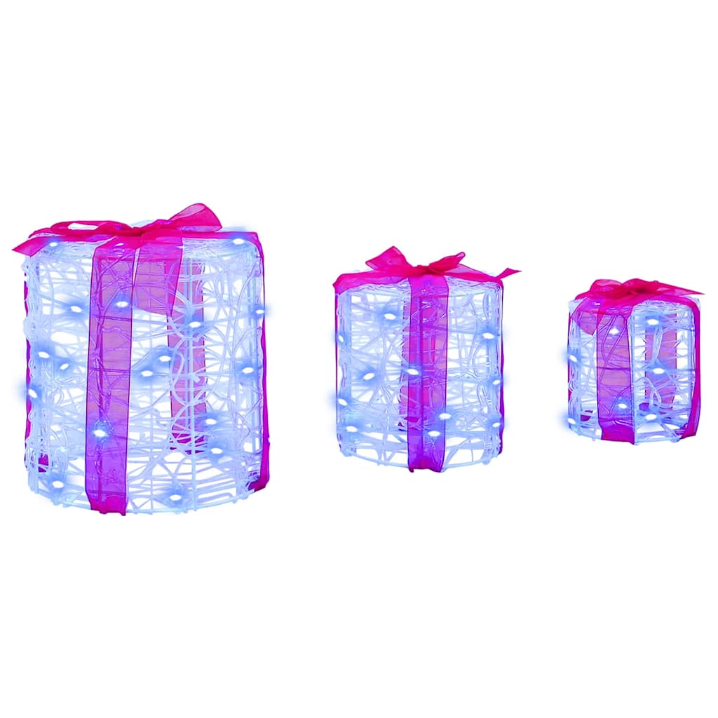 Gaveeske Dekorasjon Med 60 Led 3 Pcs Blå 20 X 20 X 21 Cm Akryl