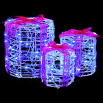 Gaveeske Dekorasjon Med 60 Led 3 Pcs Blå 20 X 20 X 21 Cm Akryl