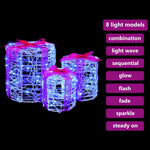 Gaveeske Dekorasjon Med 60 Led 3 Pcs Blå 20 X 20 X 21 Cm Akryl