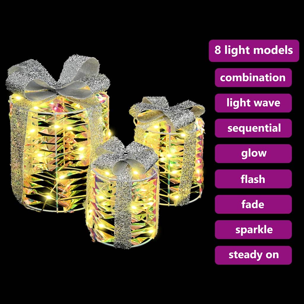 Gaveeske Dekorasjon 3 Pcs Varmhvit 20 X 20 X 20 Cm Pet