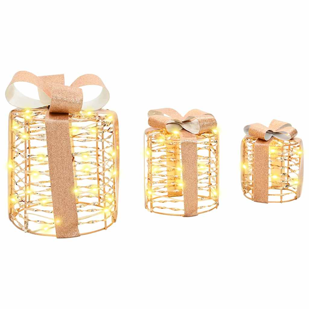 Gaveeske Dekorasjon 3 Pcs Varmhvit 20 X 20 X 20 Cm Pet