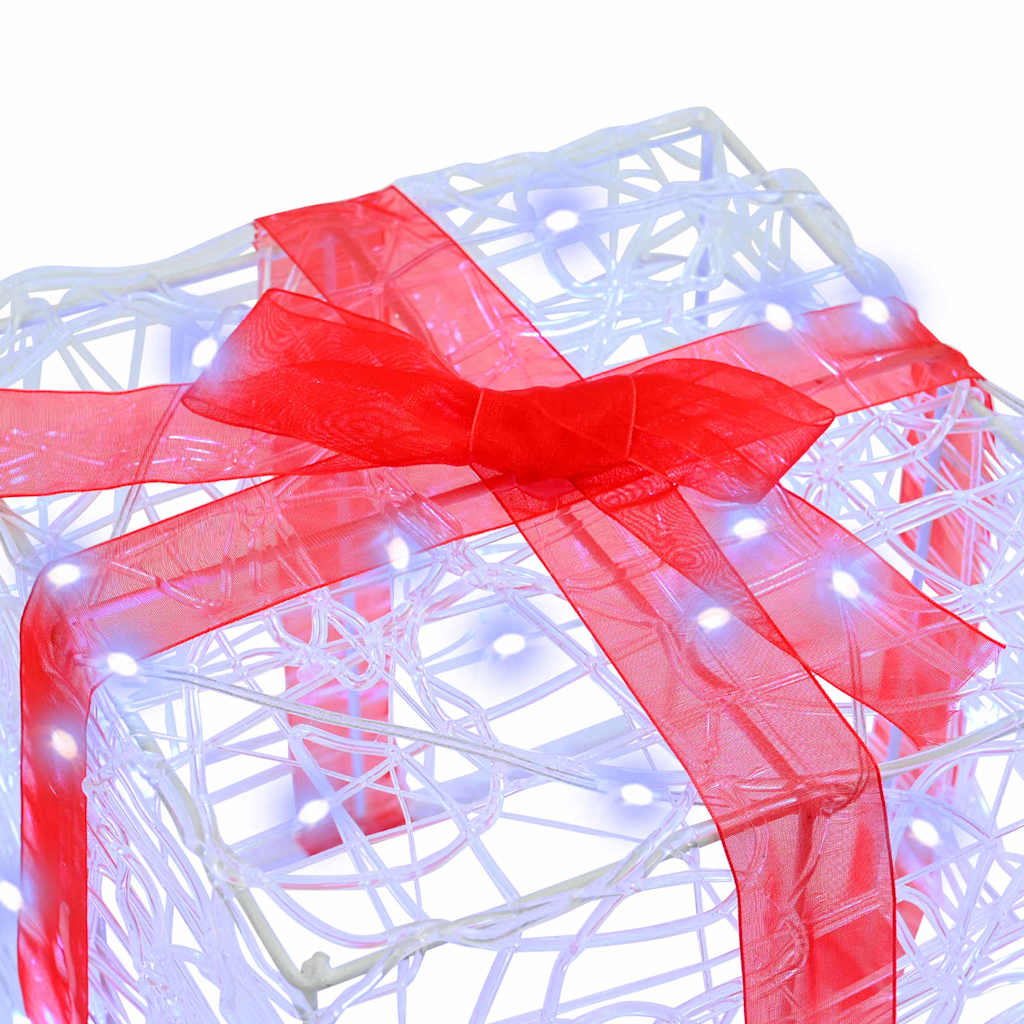 Gaveeske Med 60 Led 3 Pcs Kaldhvit 20 X 20 X 20 Cm Akryl