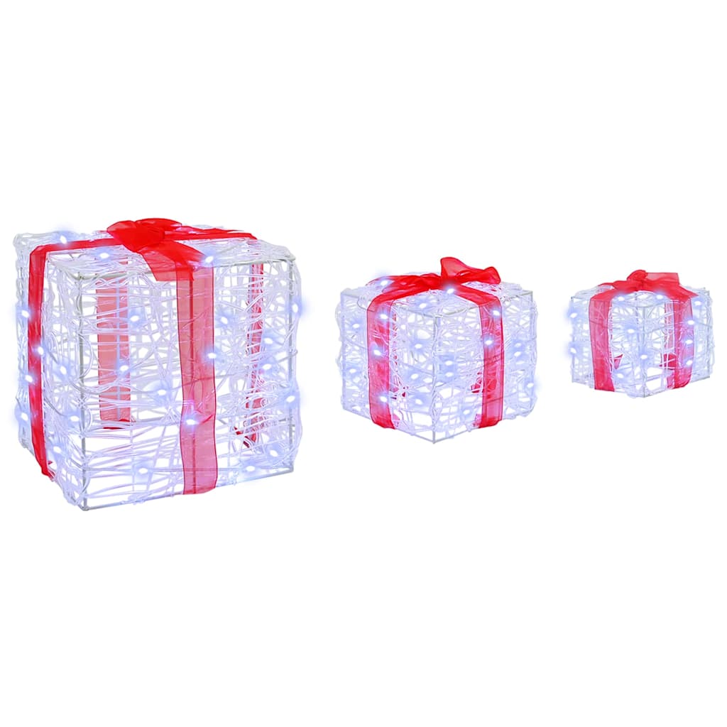 Gaveeske Med 60 Led 3 Pcs Kaldhvit 20 X 20 X 20 Cm Akryl