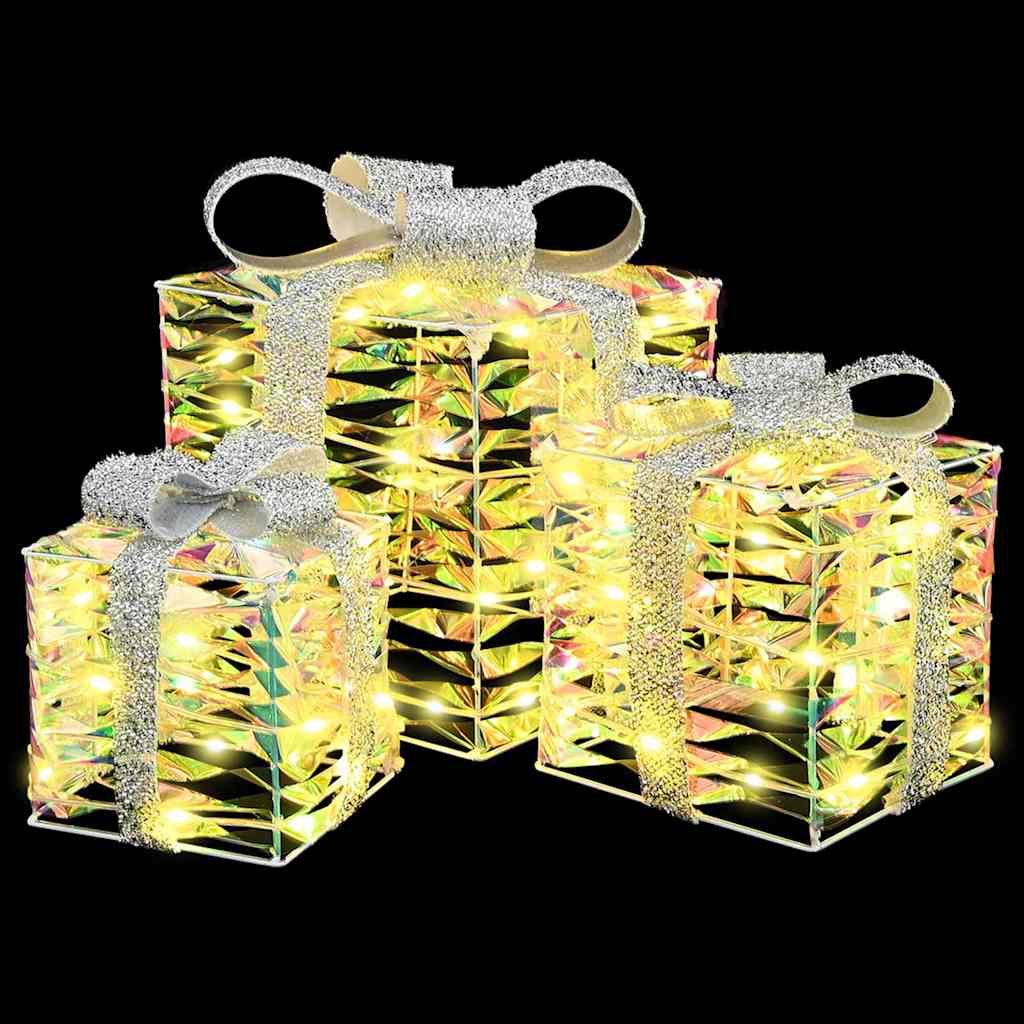 Gaveeske Med 60 Led 3 Pcs Varmhvit 20 X 20 X 20 Cm Pet