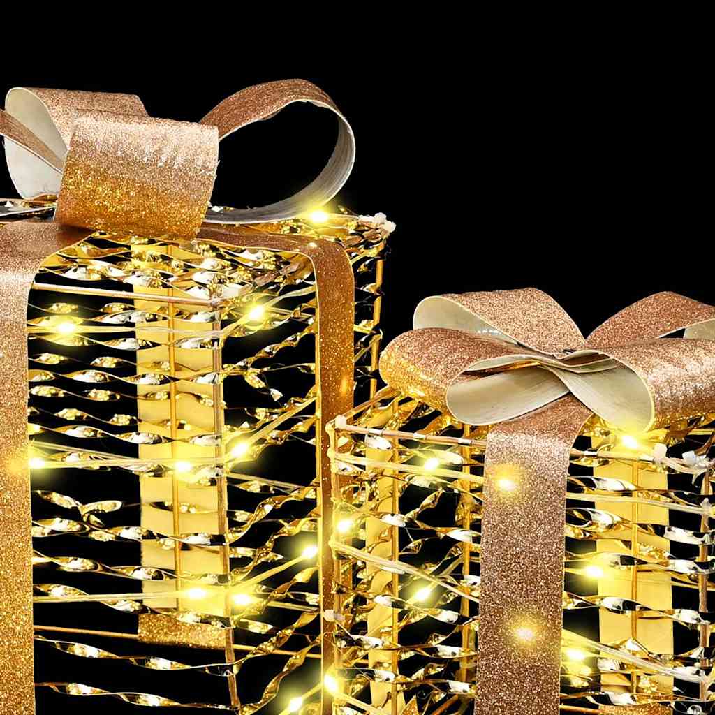 Gaveeske Med 60 Led 3 Pcs Varmhvit 20 X 20 X 20 Cm Pet