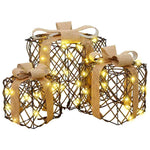 Gaveeske Med 60 Led 3 Pcs Varmhvit 20 X 20 X 20 Cm Rotting