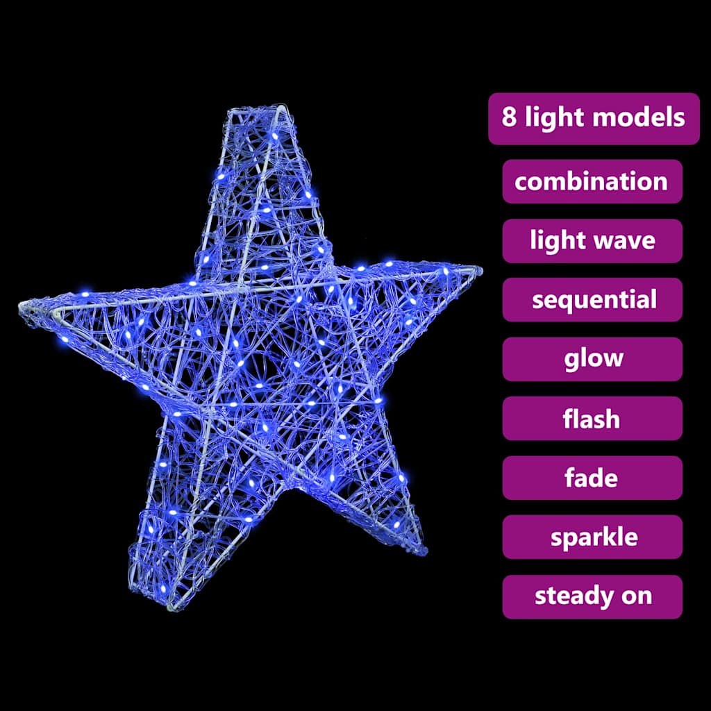 3D Stjerne Med 50 Led Blå 55 X 53,5 X 10 Cm Akryl