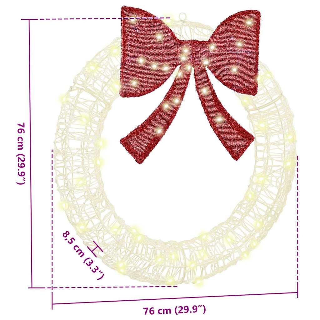 Krans Med 60 Led Varmhvit 75 Cm Akryl