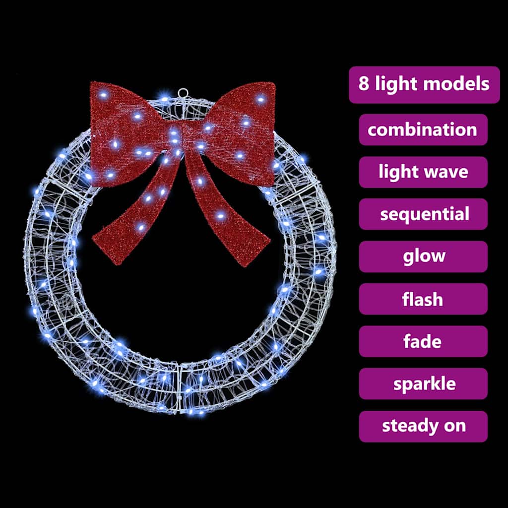 Krans Med 60 Led Kaldhvit 75 Cm Akryl