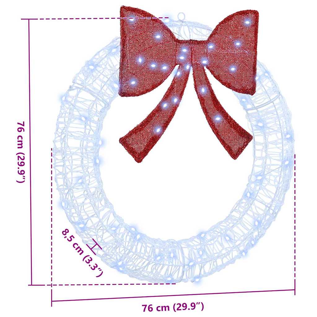 Krans Med 60 Led Kaldhvit 75 Cm Akryl