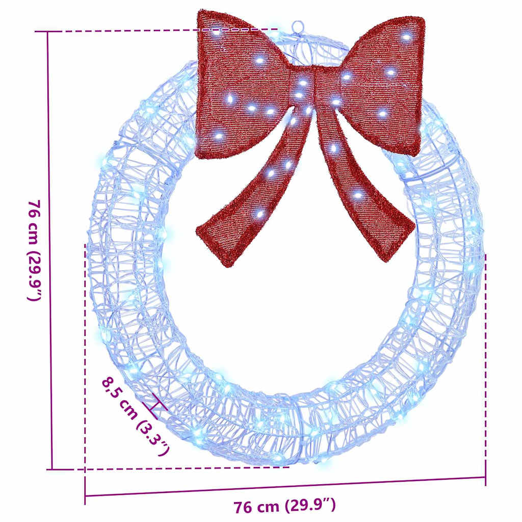 Krans Med 60 Led Blå 75 Cm Akryl