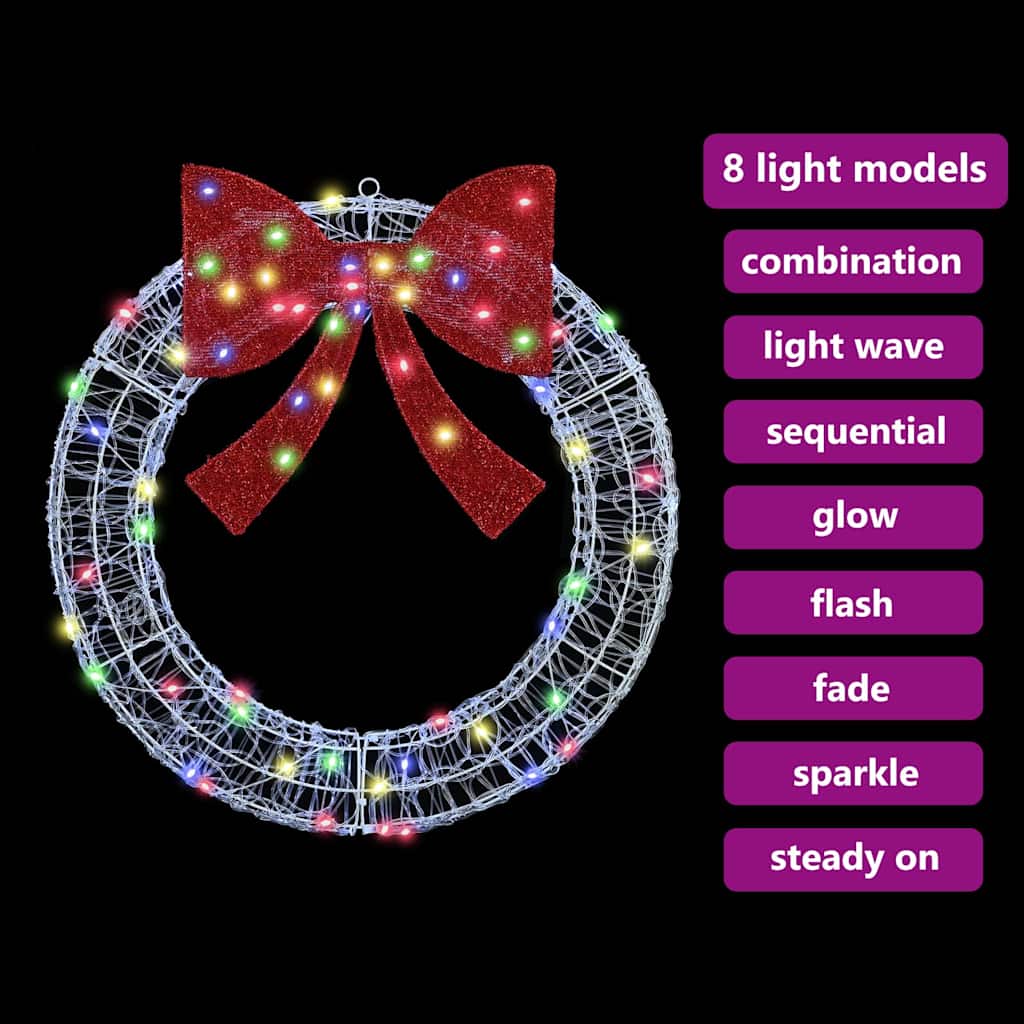 Krans Med 60 Led Flerfarget 75 Cm Akryl