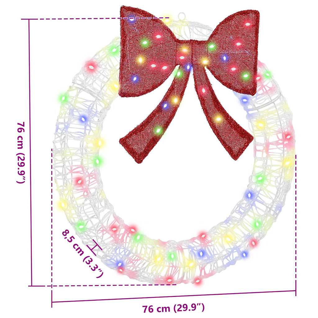 Krans Med 60 Led Flerfarget 75 Cm Akryl