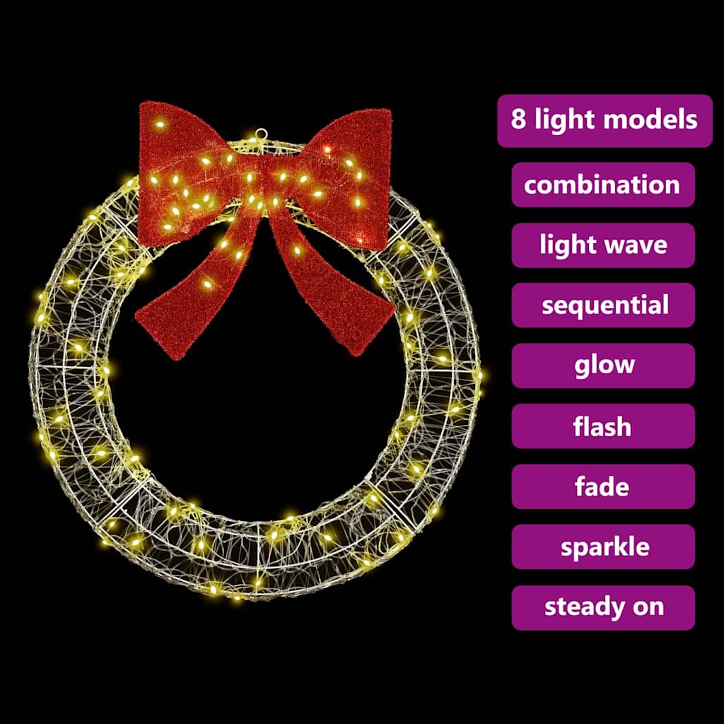 Krans Med 80 Led Varmhvit 90 Cm Akryl