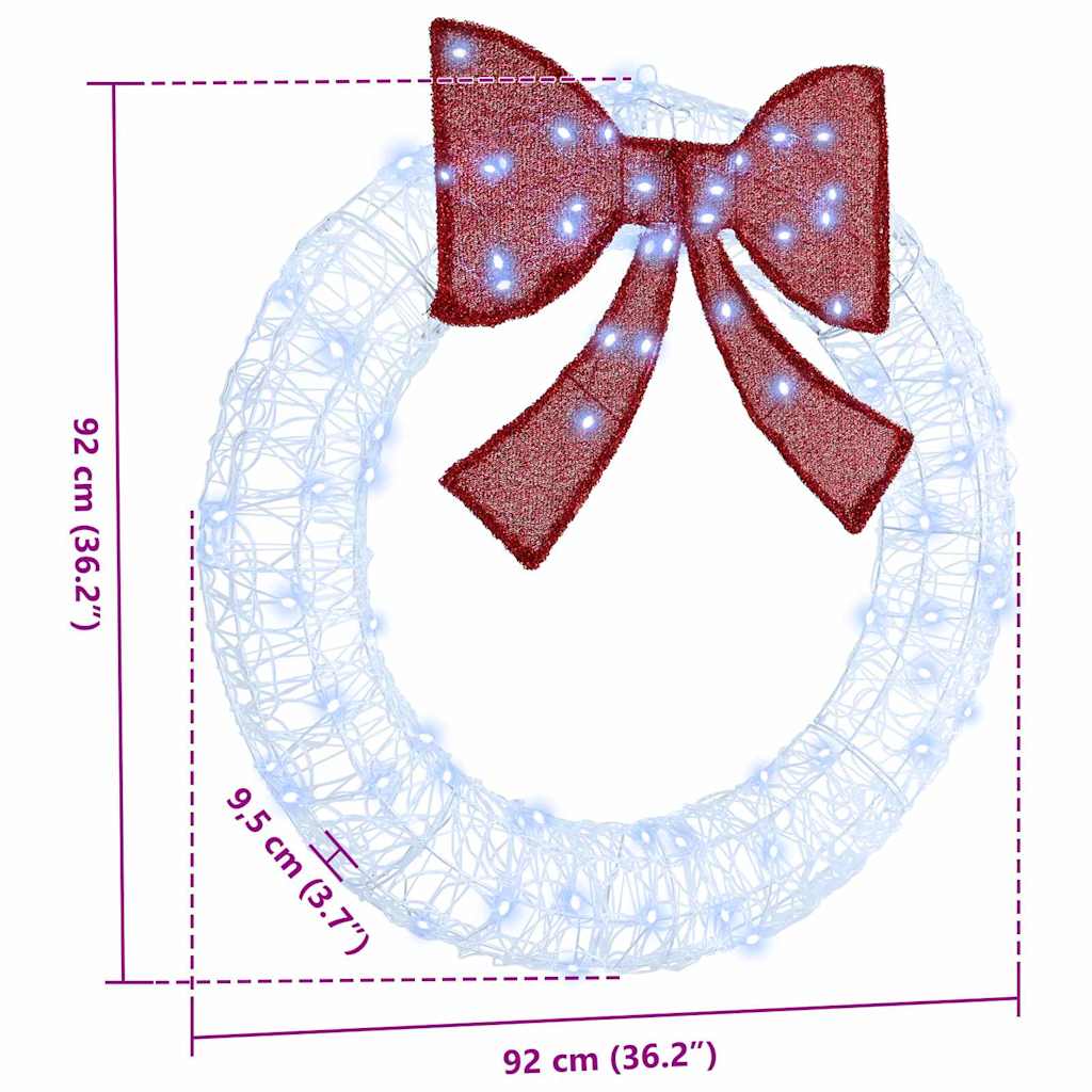 Krans Med 80 Led Kaldhvit 90 Cm Akryl