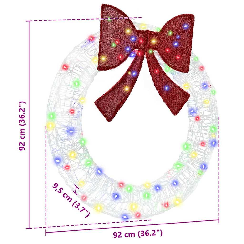 Krans Med 80 Led Flerfarget 90 Cm Akryl