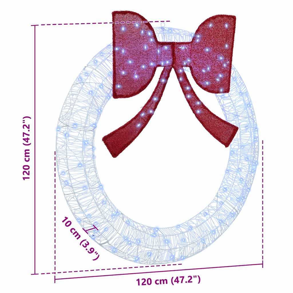 Krans Med 150 Led Kaldhvit 120 Cm Akryl