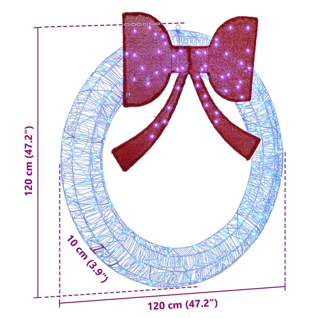 Krans Med 150 Led Blå 120 Cm Akryl