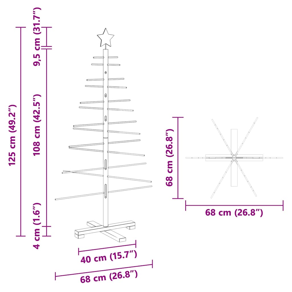 Trekjuletrær Med Stativ Brun 125 Cm Bambus