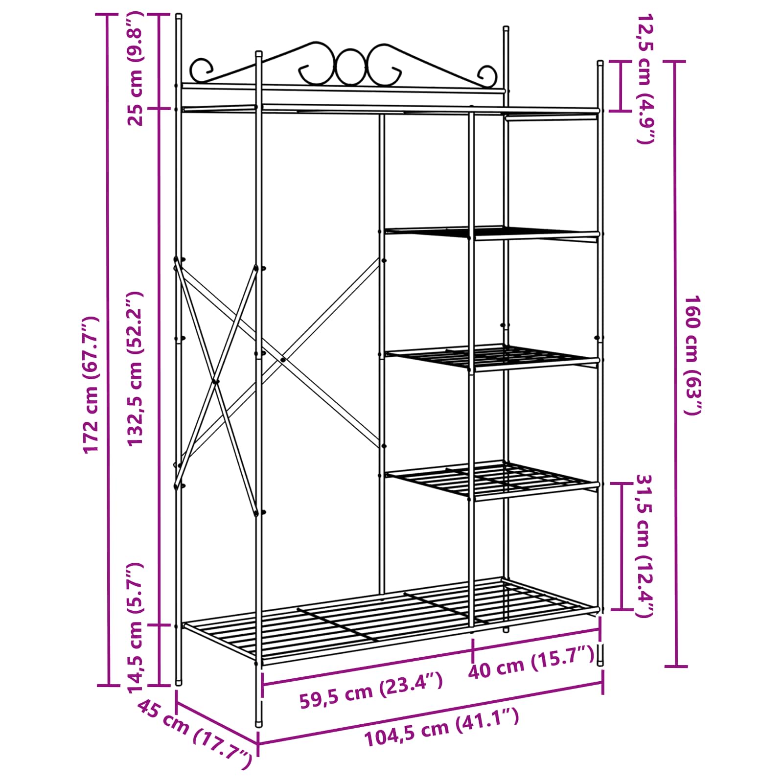 Åpen Garderobe Ensfarget