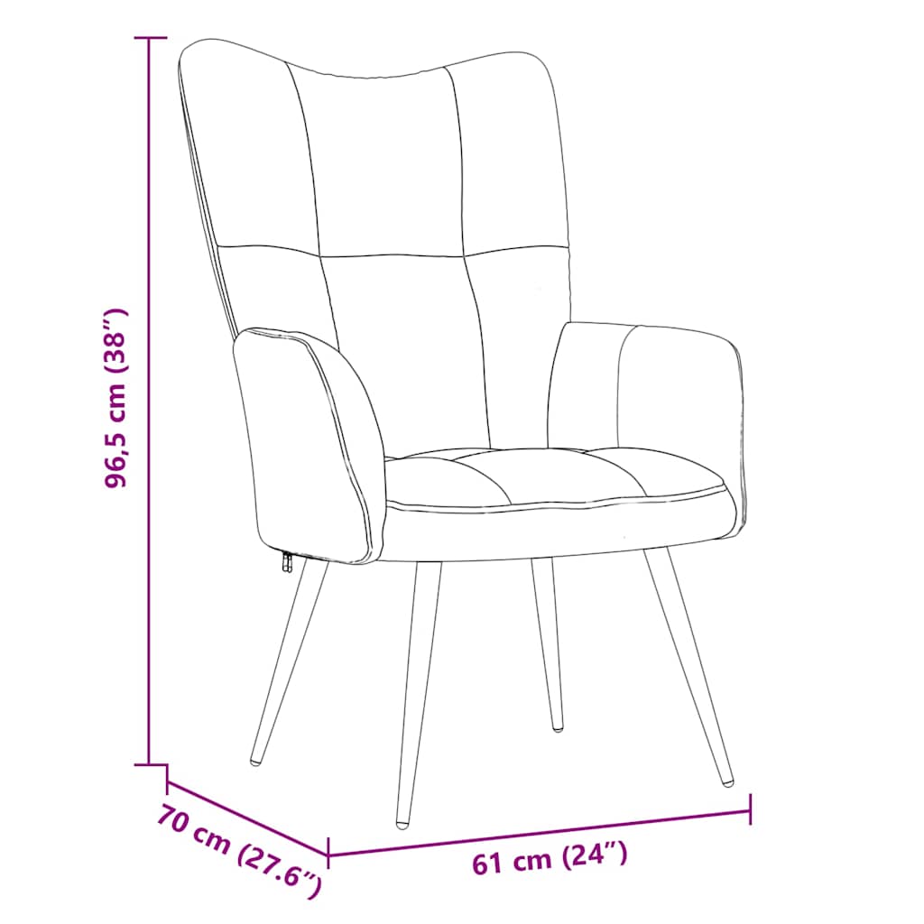 Avslappende Stol Mørkegrå 70 X 61 X 96,5 Cm Fløyel