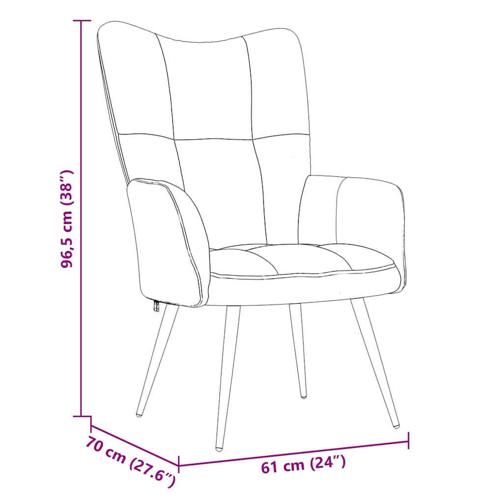 Avslappende Stol Med Fotpall 2 Pcs Lysegrå Fløyel