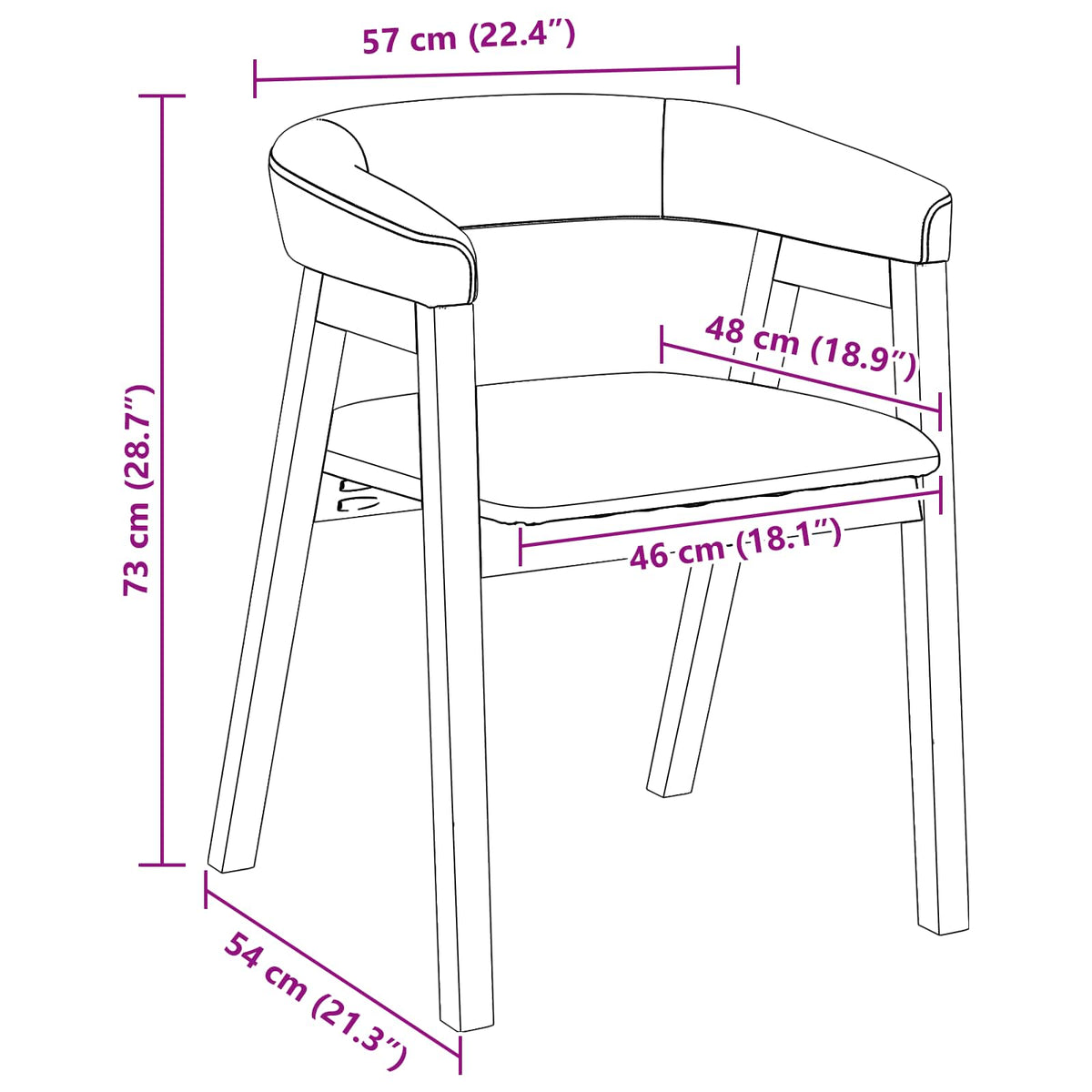 Spisestoler 2 Pcs Lys Brun 54 X 57 X 73 Cm Solid Gummitre
