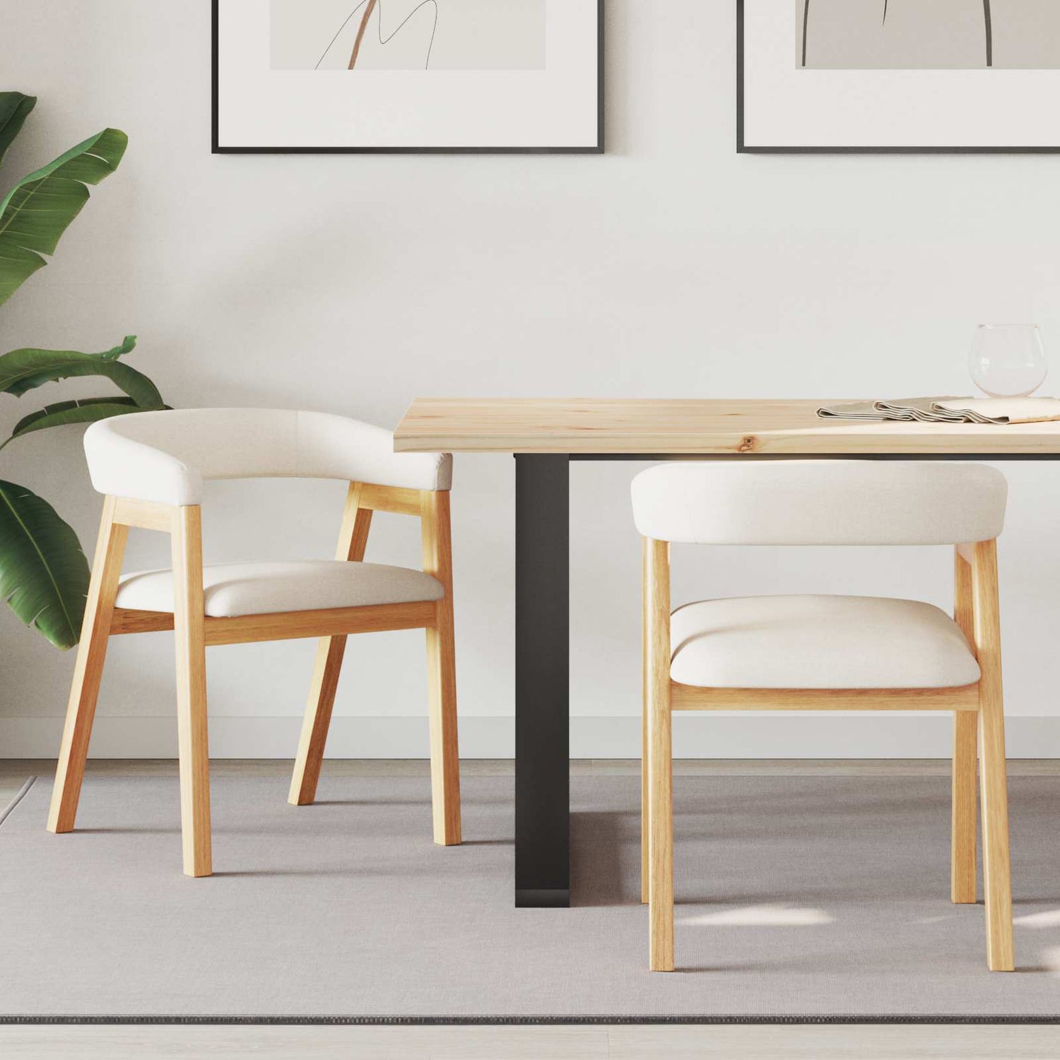 Spisestoler 2 Pcs Naturlig 54 X 57 X 73 Cm Solid Gummitre
