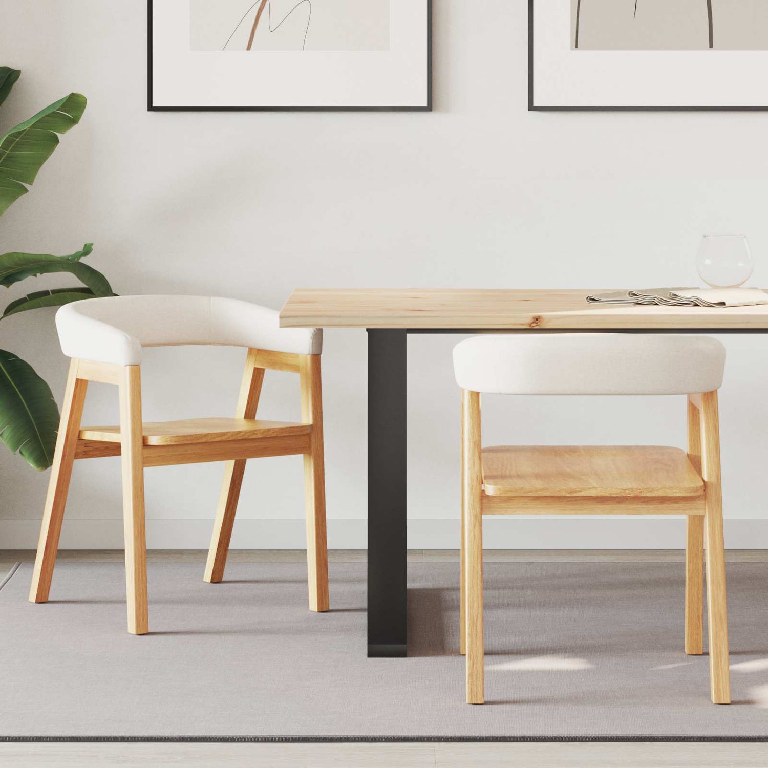 Spisestoler 2 Pcs Naturlig 54 X 57 X 73 Cm Solid Gummitre