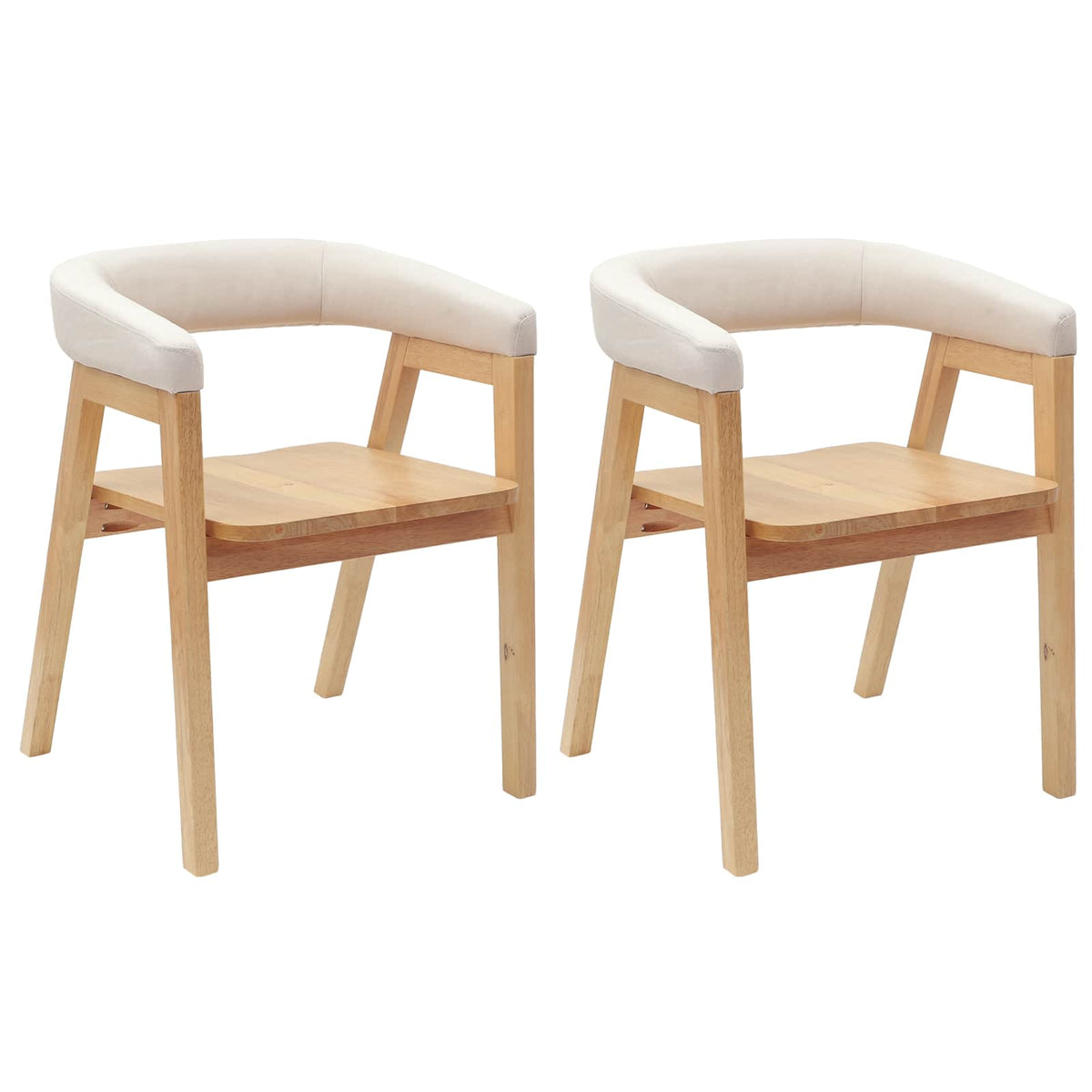 Spisestoler 2 Pcs Naturlig 54 X 57 X 73 Cm Solid Gummitre