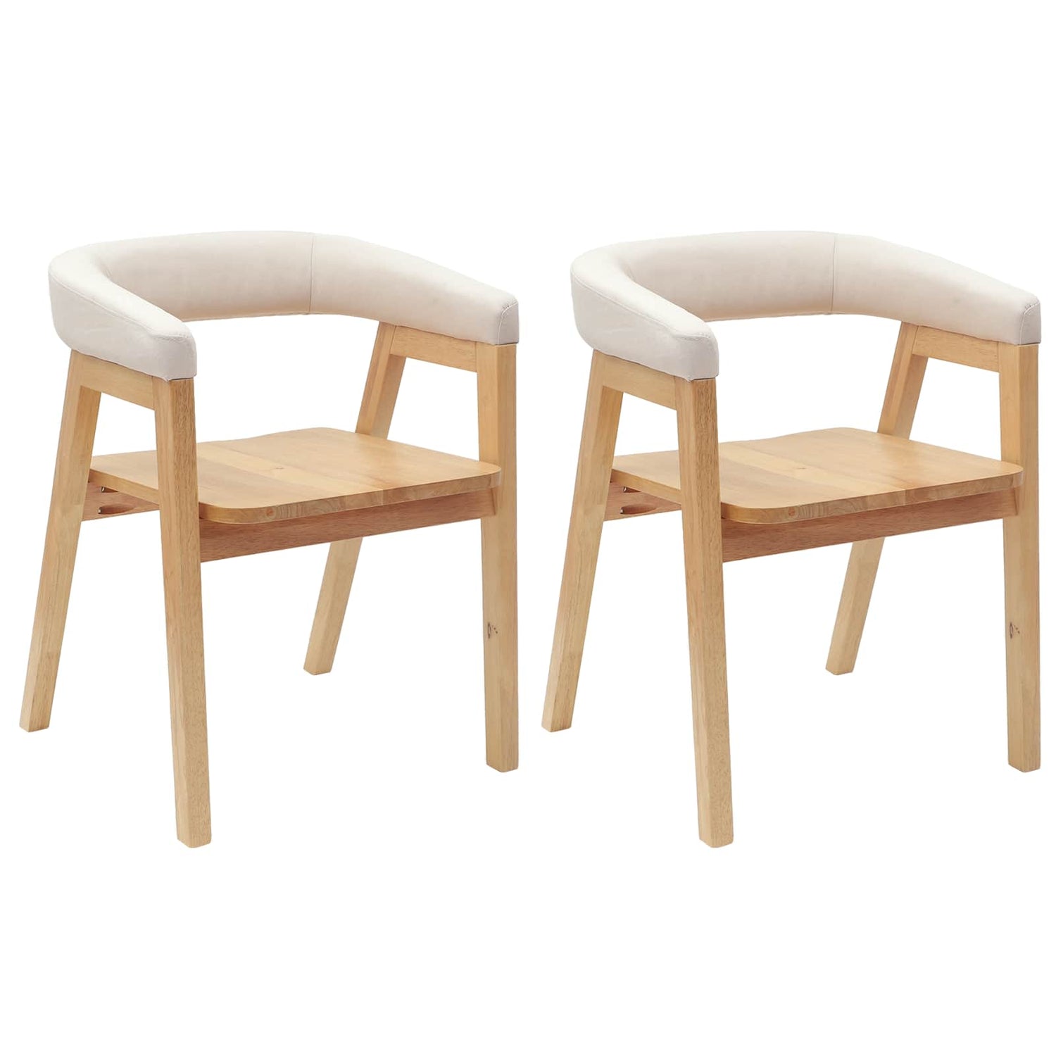 Spisestoler 2 Pcs Naturlig 54 X 57 X 73 Cm Solid Gummitre