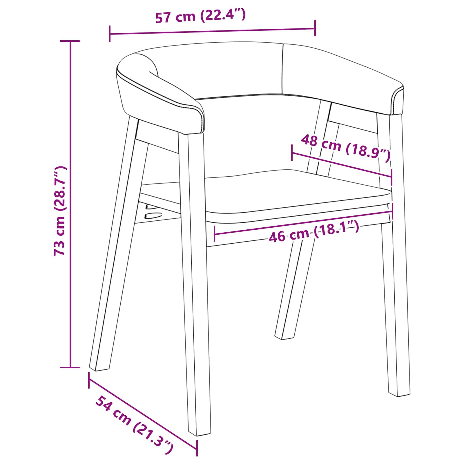 Spisestoler 2 Pcs Naturlig 54 X 57 X 73 Cm Solid Gummitre