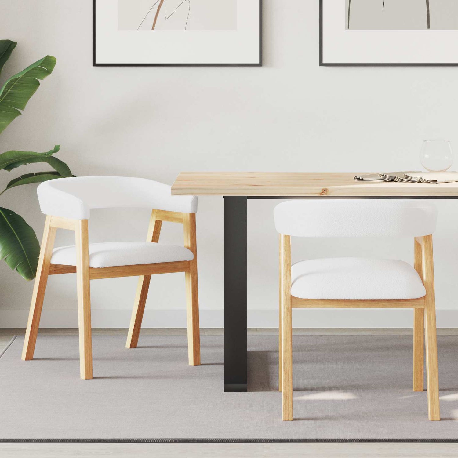 Spisestoler 2 Pcs Naturlig 54 X 57 X 73 Cm Solid Gummitre