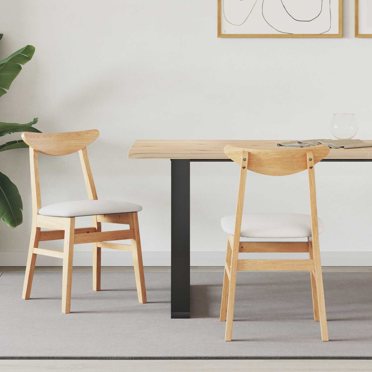 Spisestoler 2 Pcs Naturlig 42 X 47.5 X 81 Cm Solid Gummitre
