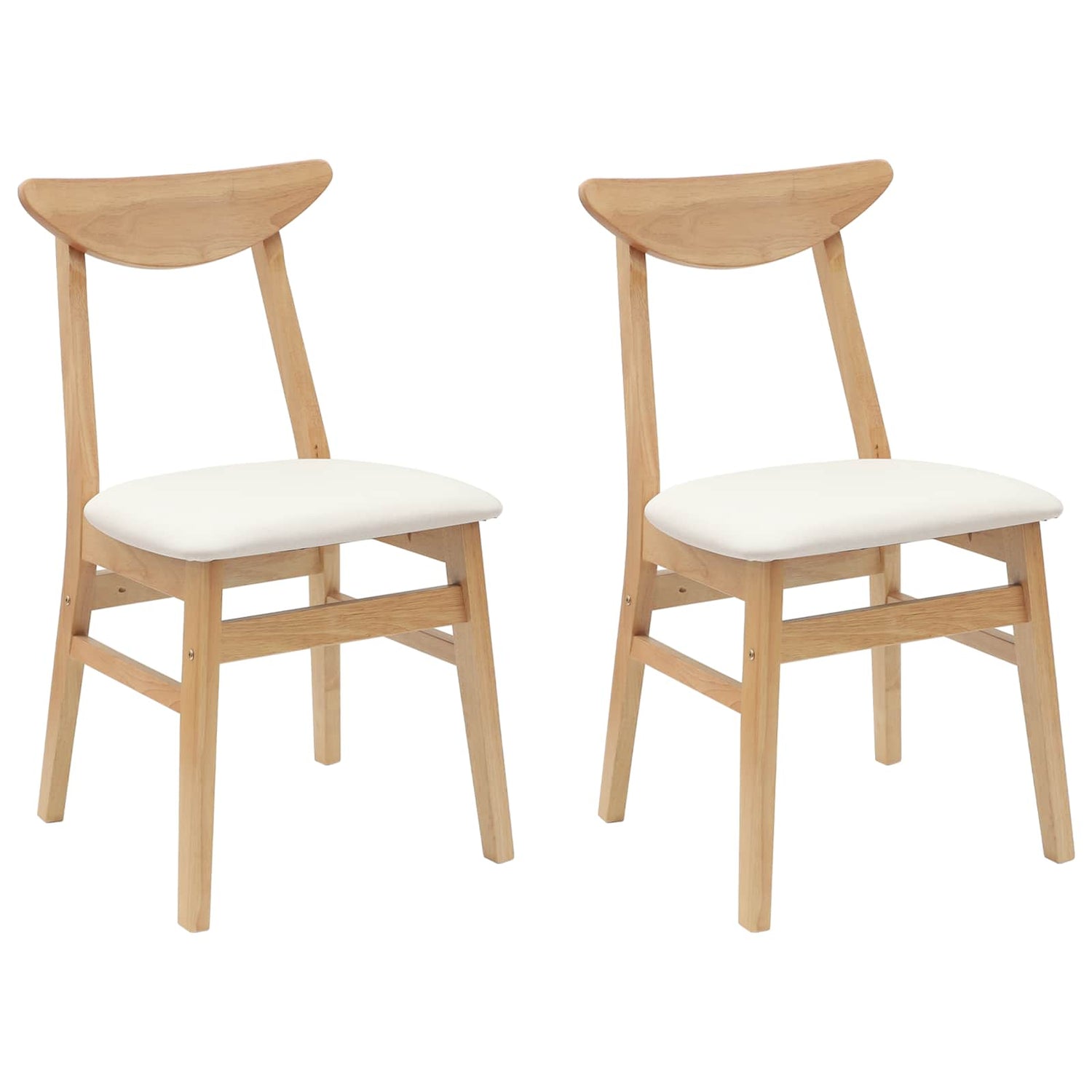 Spisestoler 2 Pcs Naturlig 42 X 47.5 X 81 Cm Solid Gummitre