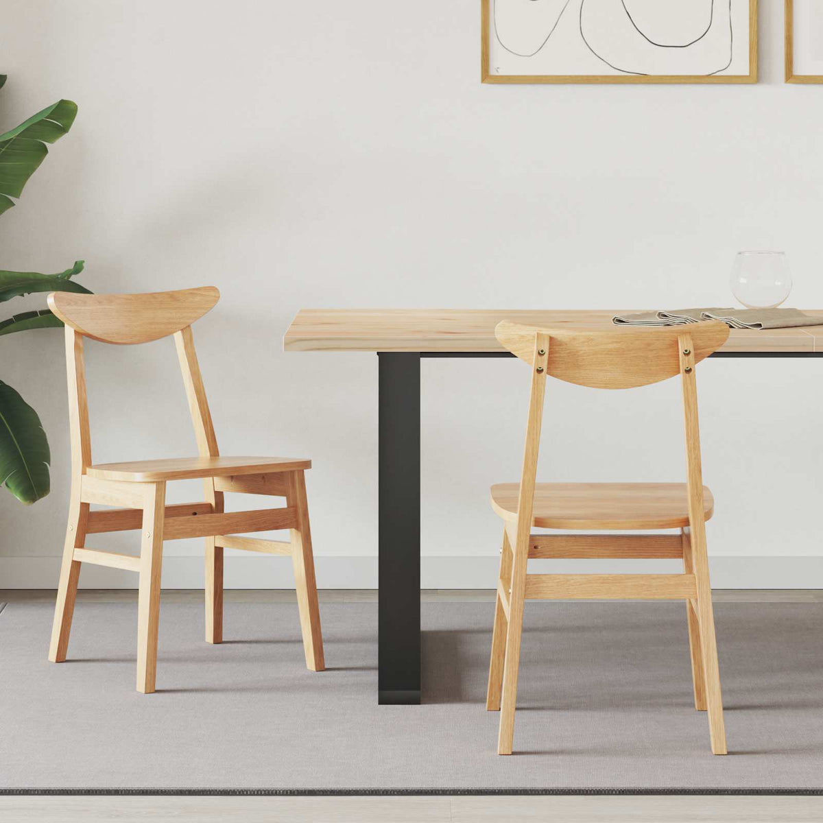 Spisestoler 2 Pcs Naturlig 42 X 47.5 X 81 Cm Solid Gummitre