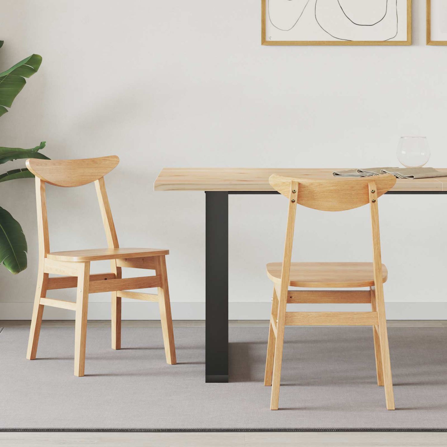 Spisestoler 2 Pcs Naturlig 42 X 47.5 X 81 Cm Solid Gummitre