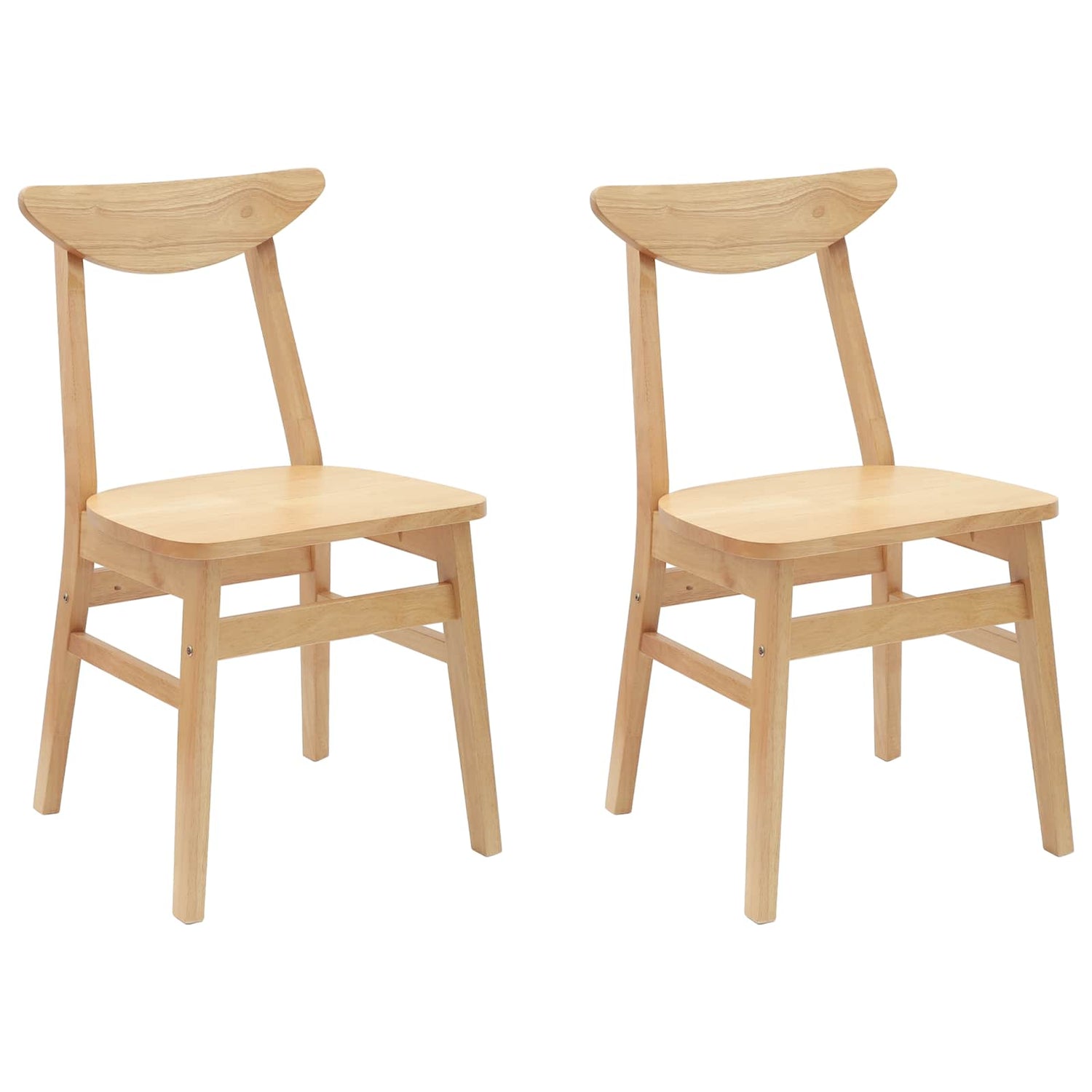 Spisestoler 2 Pcs Naturlig 42 X 47.5 X 81 Cm Solid Gummitre