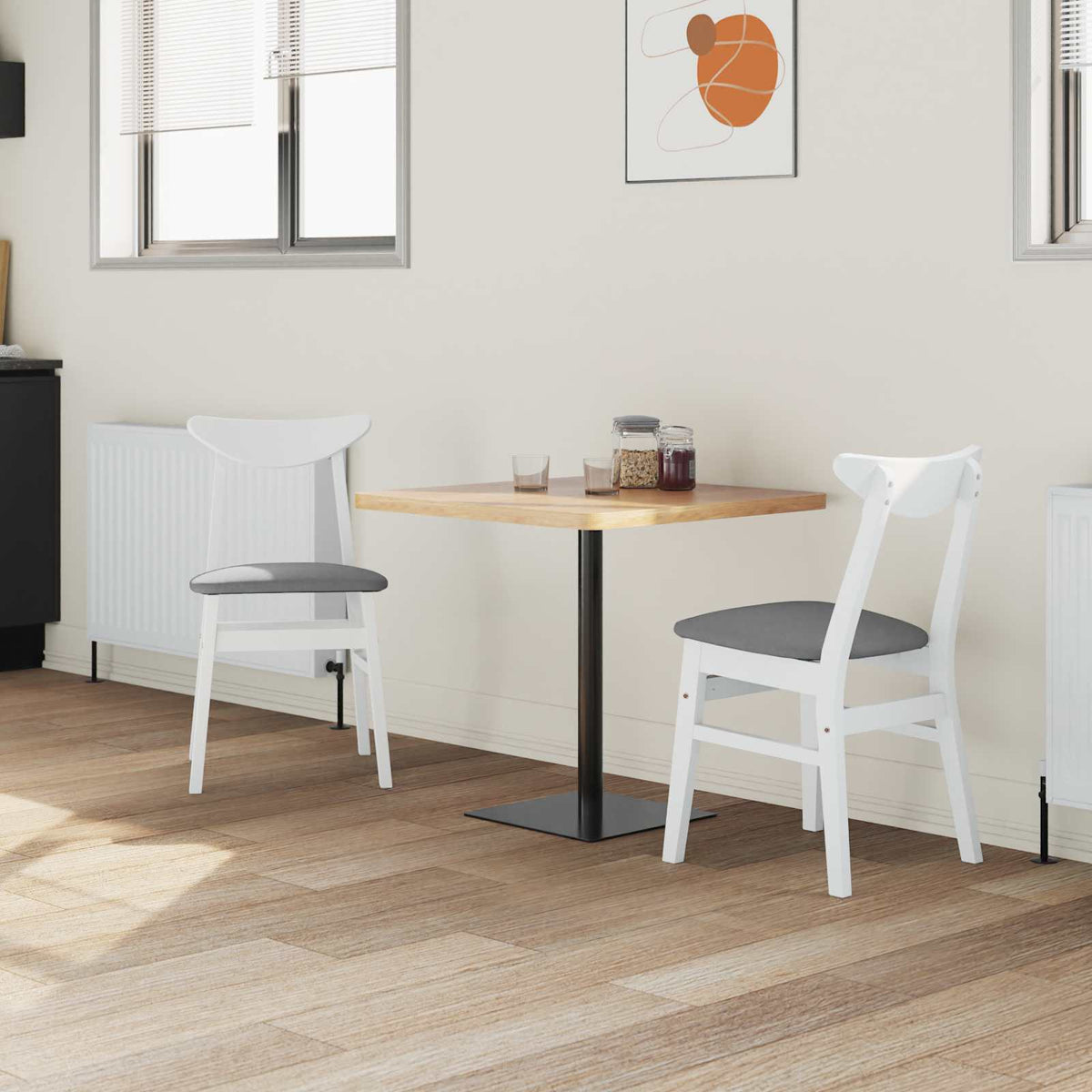 Spisestoler 2 Pcs Hvit 42 X 47.5 X 81 Cm Solid Gummitre