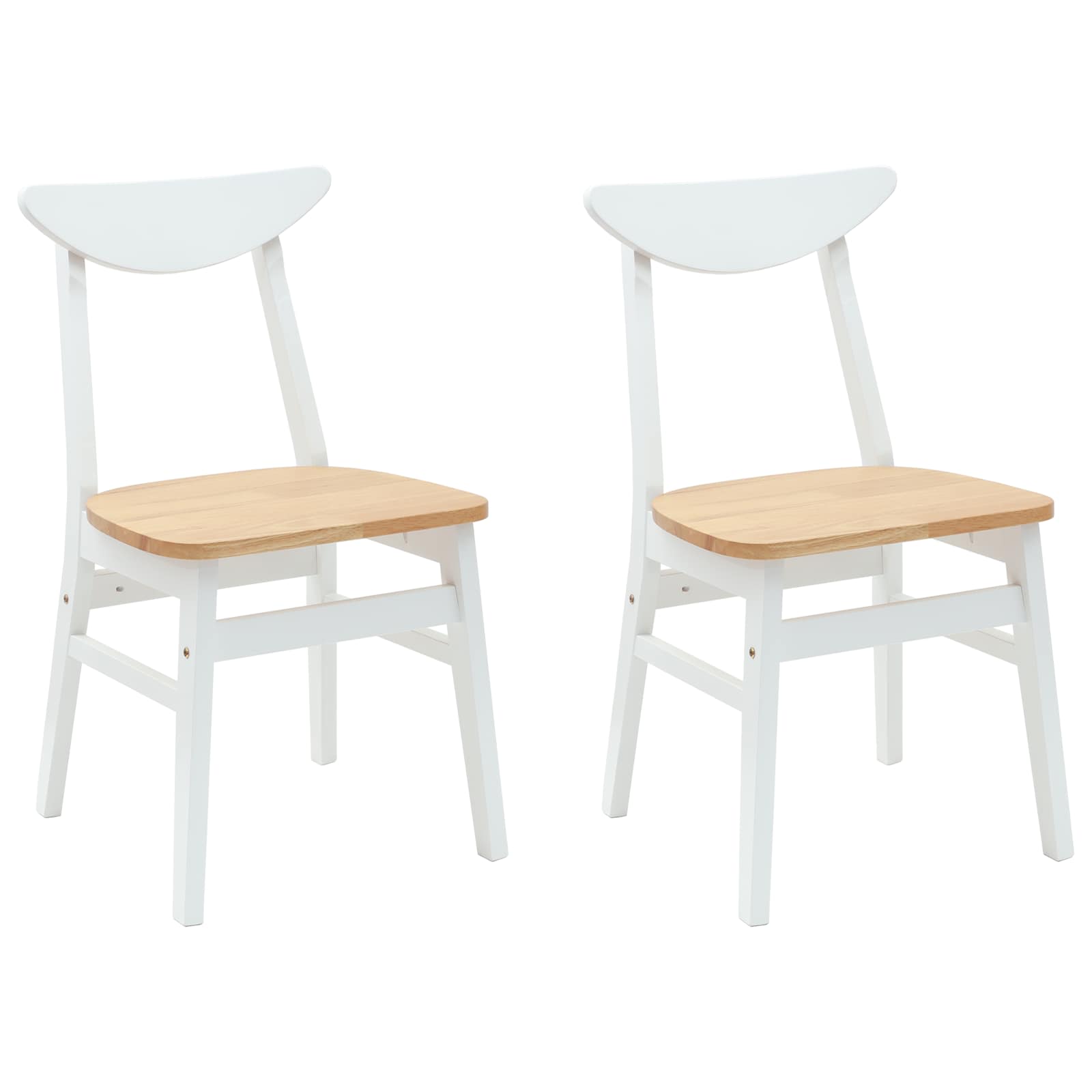 Spisestoler 2 Pcs Hvit 42 X 47.5 X 81 Cm Solid Gummitre