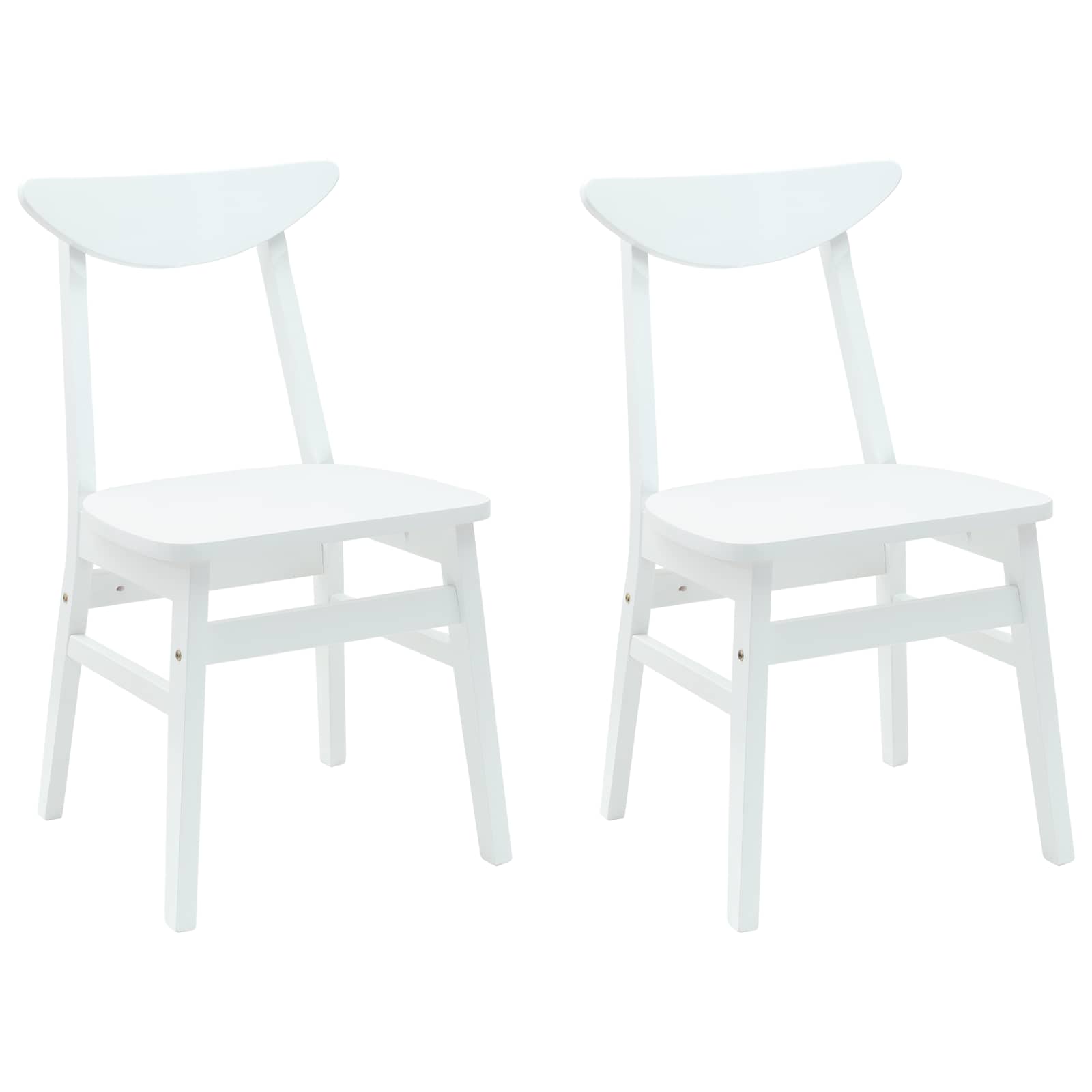 Spisestoler 2 Pcs Hvit 42 X 47.5 X 81 Cm Solid Gummitre