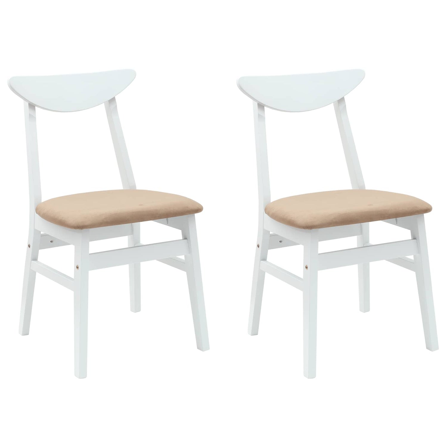 Spisestoler 2 Pcs Hvit 42 X 47.5 X 81 Cm Solid Gummitre