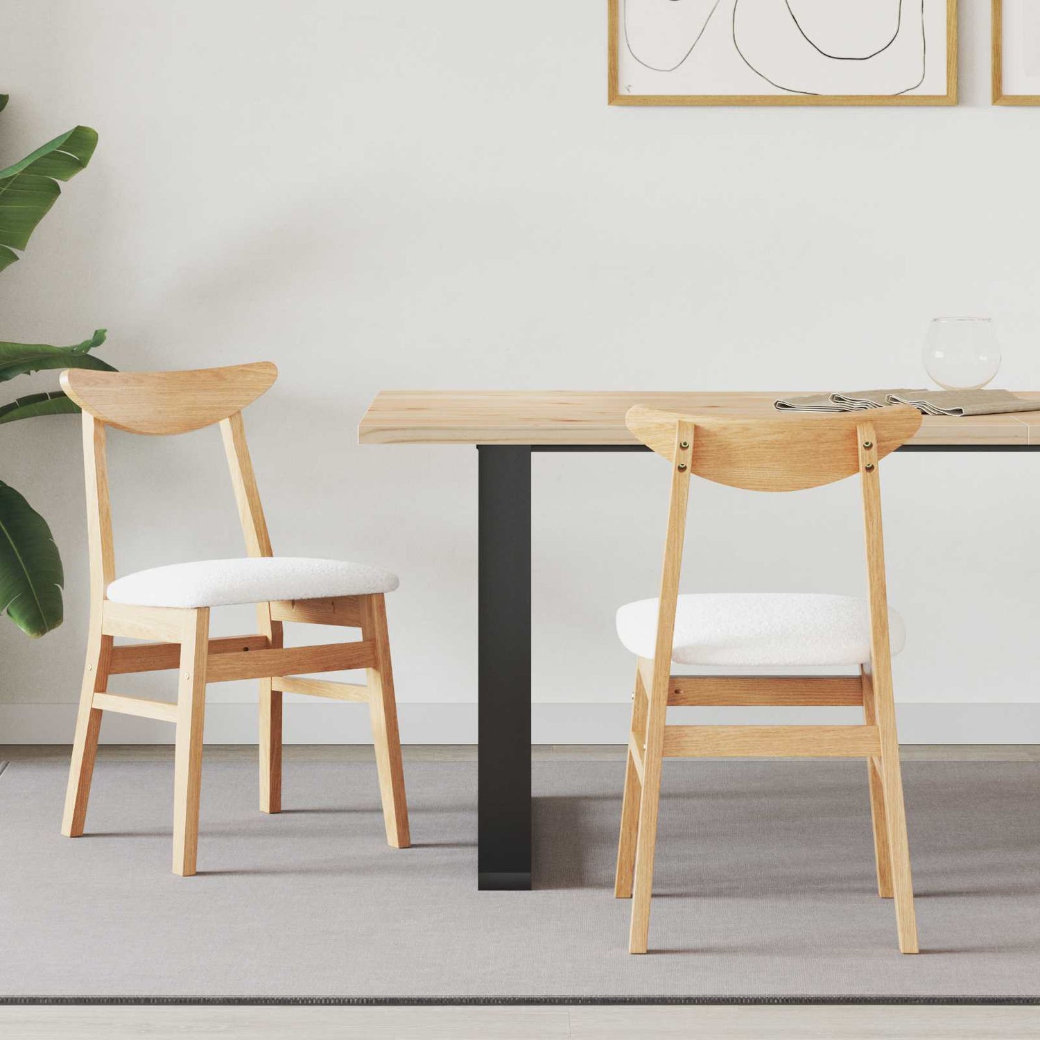 Spisestoler 2 Pcs Naturlig 42 X 47.5 X 81 Cm Solid Gummitre