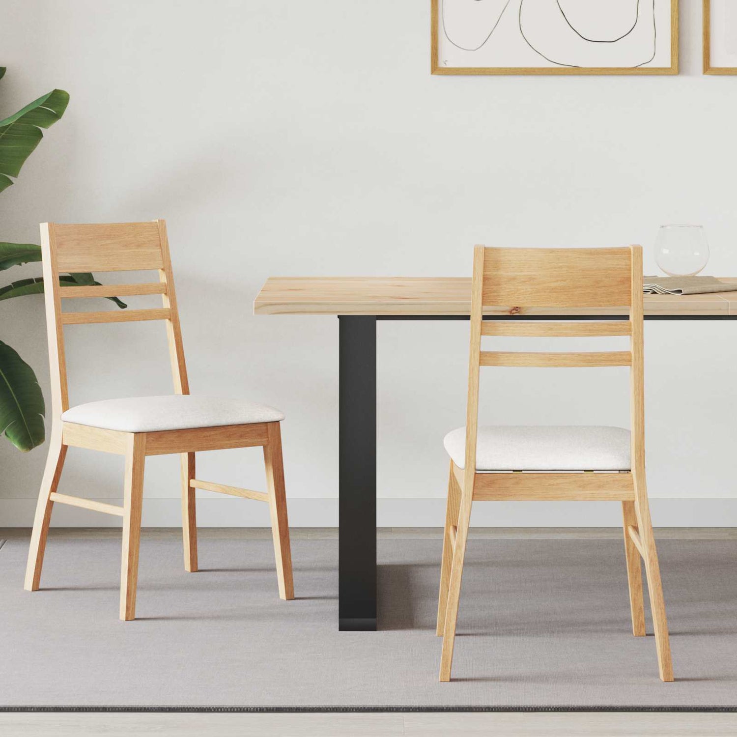 Spisestoler 2 Pcs Naturlig 43 X 54 X 89 Cm Solid Gummitre