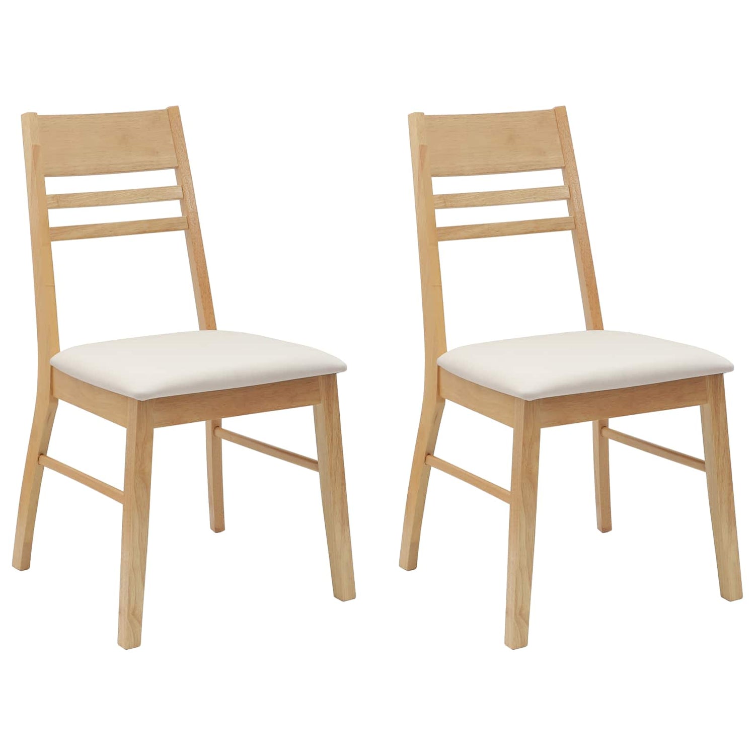 Spisestoler 2 Pcs Naturlig 43 X 54 X 89 Cm Solid Gummitre